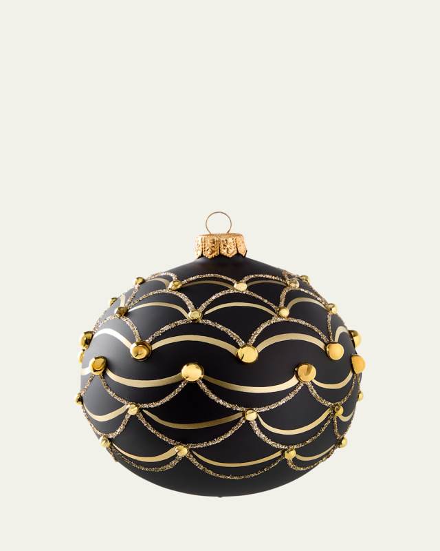 Golden Chandelier Matte Black Ball Ornament